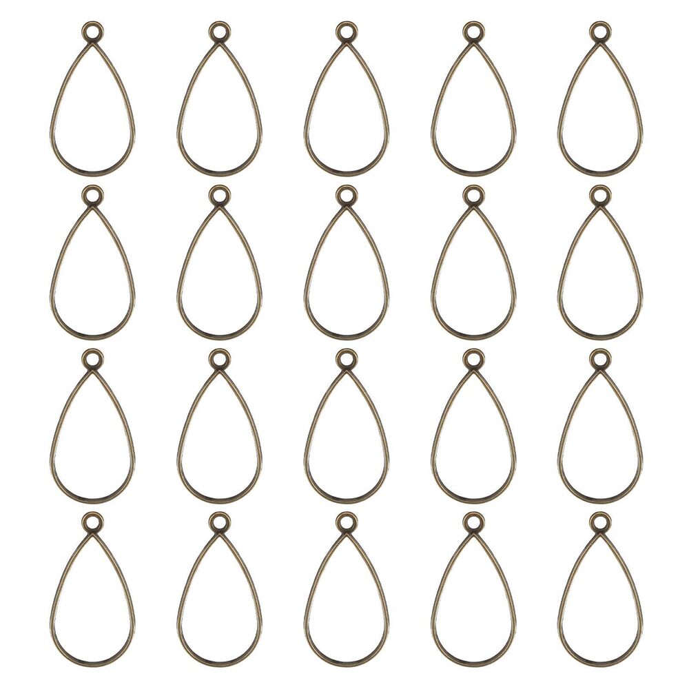 2773 Open Back Bezel Pendants, 30pcs Teardrop Hollow Frame Charm Geometric